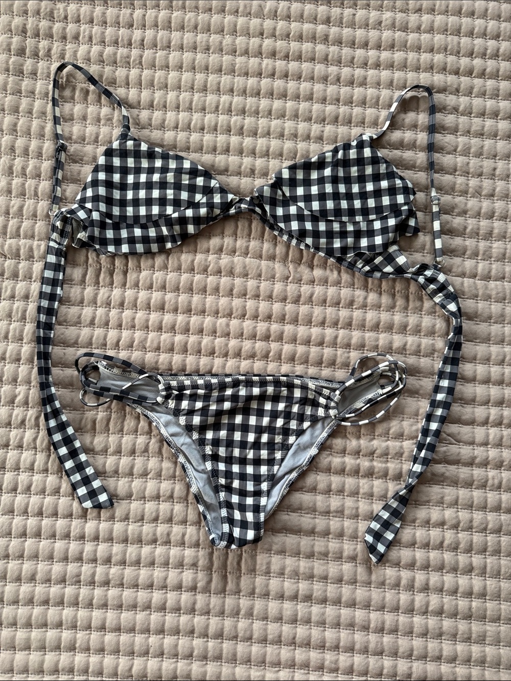 O’Neill black and white gingham ruffle bikini